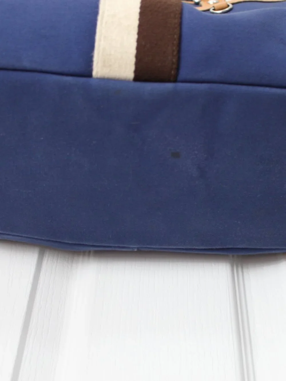 Coach Navy Blue Canvas Diaper Bag - Tan Leather Trim - Changing Pad Included 🍼⚓